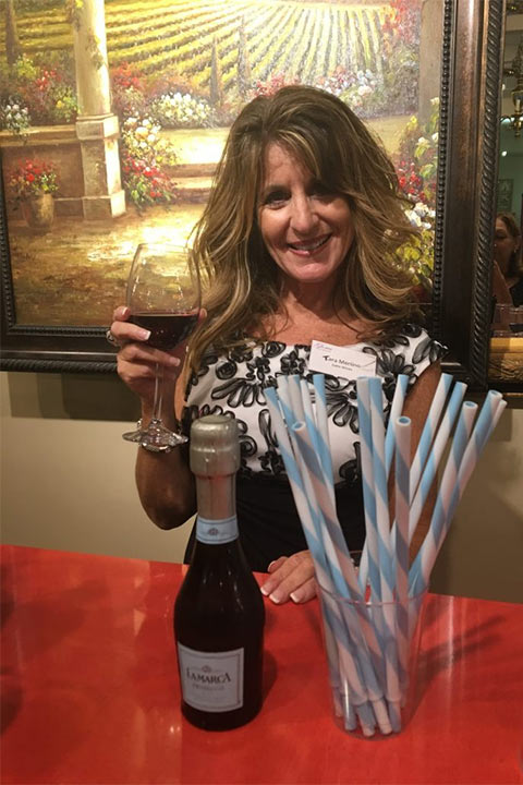 Our wine expert, Tara Merlino of Gallo Wines served individual bottles of LaMarca prosecco through a straw!