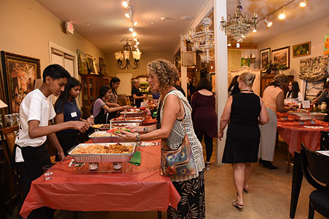 Guests enjoying delicious Italian food from area restaurants.